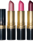 Revlon Super Lustrous 3-Piece Lipstick Gift Set, High Impact, Moisturizing, Cream Finish, 764 On The Mauve, 778 Pink Promise, 477 Black Cherry, 0.45 Oz