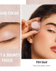 Oulac Light Pearl Cream Eyeshadow also for Highlighter Shimmer Eye Shadow Waterproof&Long Lasting with Moisturizing Formula Blendable Shimmer Eye Make-up,Vegan & Cruelty-Free,6g P04
