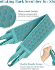 Inmorven Back Scrubber for Shower Exfoliating Body Scrubber 40 inch Double-Sided Back Exfoliator Scrub Towel, Bath Body Brush Widened Back Washer with Handle for Men and Women Green