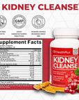 Health Plus Advanced Kidney Cleanse with Cranberry Extract, Turmeric Root and CoQ10, Helps Support Healthy Kidney Function & Urinary Tract Wellness, 60 Capsules