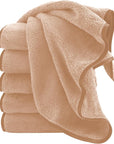 Cosy Family 6 Pack Ultra Soft Microfiber Absorbent Hand Towel, Silk Hemming Towels for Bathroom - Quick Drying - Perfect for Bath, Fitness, Gym, Shower, Hotel, and Spa - 16x28 Inch, Brown