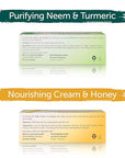 Himalaya Cleansing Bar Soaps Variety Pack, Neem & Turmeric, Almond, Cream & Honey and Cucumber, 4.41 oz, 12 Pack
