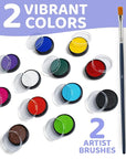 Blue Squid PRO Professional Face Painting Kit - 12 Color Palette with 2 Brushes, Face & Body Paint Kits for Adults & Kids - Safe & Washable SFX Makeup for Parties & Halloween Makeup