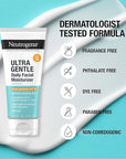 Neutrogena Ultra Gentle Daily Facial Moisturizer with SPF 30 Sunscreen with CICA, Lightweight Face Lotion with Broad Spectrum SPF 30 for Normal to Sensitive Skin, Fragrance-Free, 3.4 fl. oz