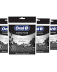 Oral-B Charcoal Infused Mint Dental Floss Picks, 75 Count, Pack Of 4