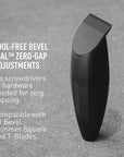 Bevel Beard Travel Trimmer SE for Men - Lightweight Cordless Mustache Trimmer, 4 Hour Rechargeable Battery Life, Tool Free Adjustable Zero Gapped Blade, Barber Supplies, Black (Packaging May Vary)