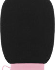 Valitic Exfoliating Glove Body Scrubber - Exfoliating Mitt Dead Skin Remover, Shower Face and Body Exfoliator - Korean Style Skin Scrubber Washcloth - Spray and Self Tan Remover, 1 Black with Pink