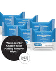 Amazon Basics Make Up Remover Wipes, Fragrance Free, 25 Count, Pack of 6 (Previously Solimo)