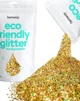 Hemway Eco Friendly Biodegradable Glitter 100g / 3.5oz Bio Cosmetic Safe Sparkle Vegan for Face, Eyeshadow, Body, Hair, Nail and Festival Makeup - Extra Chunky (1/24" 0.040" 1mm) - Gold Holographic