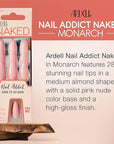 Ardell Nail Addict Naked Monarch, Press On Nails, Medium Almond Shape, Nail Kit, 1-Pack