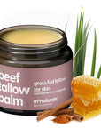 100% Grass Fed Beef Tallow for Skin, Body and Face | Moisturizing Honey Balm Scented with Cinnamon, Rosemary, Peppermint and Clove Bud Essential Oils | Suitable For Dry & Irritated Skin, 2 oz (57g)