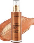 Shimmer Body Oil, Long Lasting Moisturizing Body Glow Glitter for Women Face Luminizer Highlighter Makeup 100ml Shimmer Oil for Glowing Skin Lotion (Bronze Gold)