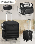 Relavel Rolling Makeup Train Case, Cosmetology Case on Wheels with 4 Clear Bags and Clear Makeup Brush Case, Professional Makeup Artist Set Bags Organizer with 360° Spinner Wheels