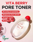 Vita Berry Pore Toner – Korean Pore-Refining & Balancing Toner with Berry Extracts – Controls Sebum, Minimizes Pores, and Hydrates – Gentle Daily Formula for Oily & Sensitive Skin, 5.07 fl.oz