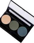 Off White, Matte Medium Green, and Glitter Navy Blue Green Vegan Eyeshadow Trio Palette; Talc, Paraben & Cruelty Free