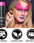 Pink Face Body Paint Stick, Football Baseball Eye Black Stick for Sports, Waterproof Full-Coverage Pink Face Makeup for Halloween Cheshire Cat Stage Cosplay Makeup