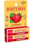 Burt's Bees Lip Balm - Strawberry, Lip Moisturizer With Responsibly Sourced Beeswax, Tint-Free, Natural Origin Conditioning Treatment, 2 Tubes, 0.15 oz.