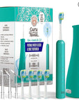 GuruNanda Lion & Lamb Kit 2.0, Electric Toothbrush with Water Flosser Combo, 4 Jet Tips, 4 Brush Heads, & IPX7 Waterproof Design for Complete Oral Care, Teal