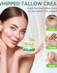 Beef Tallow for Skin, Organic Grass Fed Whipped Beef Tallow Moisturizer Nourishes and Hydrates the Skin, Natural Unscented Tallow Face Moisturizer Smooth Soft for Dry Skin, 4oz