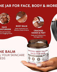 Beef Tallow for Skin – Whipped Tallow and Honey Balm with Grass-Fed Beef Tallow – Organic Daily Tallow Face Moisturizer & Body Balm – Deep Nourishment for Dry, Cracked, Sensitive Skin - 4.3 OZ