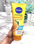 Nivea Extra Bright Super C+ Vitamin Body Serum Sunscreen, SPF50+ PA+++ Size 320 ml, 10.82 Oz (Pack Of 1)