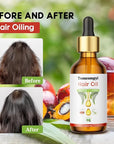 Rosemary hair oil, containing castor oil, batana oil, peppermint oil, promotes hair growth and prevents hair loss in men and women