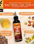 Batana Oil for Hair Growth with Rosemary, Castor, and Pumpkin Seed Oils, 100% Pure Unrefined Honduran Formula, Strengthens, Nourishes, Revives Scalp & Strands, Natural Care for All Types (5oz)