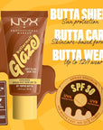 NYX PROFESSIONAL MAKEUP Buttermelt Glaze Soft Glow Skin Tint + SPF 30, Up To 12HR Wear, 07 Toffee Butta