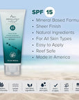 SPF 15 Mineral Sunscreen - Broad Spectrum Water Resistant Moisturizer Lotion For Body & Face - With Non-Nano Zinc Oxide, Vitamin E, & Antioxidants - Made in USA, 3 Oz