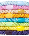 L. Erickson Grab & Go Ponytail Holders, Summer, Set of Eight - Exceptionally Secure with Gentle Hold