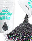 Hemway Eco Friendly Biodegradable Glitter 100g / 3.5oz Bio Cosmetic Safe Sparkle Vegan for Face, Eyeshadow, Body, Hair, Nail and Festival Makeup - Chunky (1/40" 0.025" 0.6mm) - Black Holographic