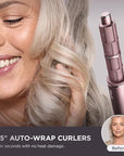 Shark FlexFusion Hair Straightener & Powerful Hair Dryer with Fusion Hair Brush, Ceramic Air Styler with Auto-Wrap Hair Curlers & Concentrator, Ceramic Plates, Cosmic Blush HD641S