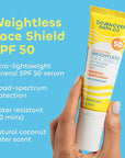 Seaweed Bath Co. Weightless Face Shield Mineral SPF 50 Zinc Oxide Suncreen Facial Serum, 1.7 Oz., Lightweight, Water Resistant Facial Moisturizer