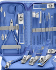 Manicure Set 16Pcs Nail Clippers Set Manicure Kit Professional Stainless Steel Pedicure Kit Nail Care Kit for Women Men with Luxurious Travel Bag, Suitable for Home, Travel, and Salon (Blue)