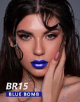 MAKI YIKA Blue Lipstick for Women Metallic Lipsticks Glitter Long Lasting Lipstick No Smudge No Transfer Liquid Pink Lip Gloss (BR015 Blue Storm)