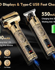Professional Hair Clippers for Man,Electric Shavers Razor T-Blade Hair Trimmer, Men’s Grooming Kit Cordless Barber Trimmer Bald Shavers with 4 Guides & 3 Foil Head (Bronze)