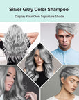 Fvquhvo Silver Gray Hair Dye Shampoo, Instant Hair Color Shampoo, Silver Hair Dye for Women Men, Lasting Champu Para Canas, Easy to Use 16.90 Fl Oz