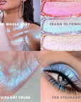 Holographic Duochrome Blue Glitter Eyeshadow, Color Shift Metallic Shimmer Eyeshadow Palette, Chameleon Sparkle Inner Corner Eye Highlighter, Iridescent Eye Shadow Palette Fairy Makeup#04