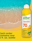 Alba Botanica Sunscreen Spray for Face and Body, Broad Spectrum SPF 70 Sunscreen, Hawaiian Coconut, Water Resistant and Biodegradable, 5 fl. oz. Bottle