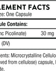 Thorne Zinc Picolinate 30 mg - Well-Absorbed Zinc Supplement for Growth and Immune Function - 60 Capsules