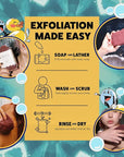GOSHI Exfoliating Shower Sponge - Rip-Resistant, Rapid-Drying Exfoliating Bath Sponge for All Skin Types - Brick Red - Made in Japan