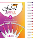 BIC Soleil 3 Colors Women's Disposable Razors With Aloe Vera and Vitamin E Lubricating Strip for Enhanced Glide, 3 Blades, 14 Count