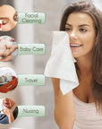 Bamboo Viscose Disposable Face Towel Biodegradable Large Dry Face Wipes 60 Count Extra Thick Soft Clean Facial Towels for Sensitive Skin, Makeup Removing, Facial Cleansing, Nursing, Travel