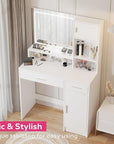 MIRROTOWEL Vanity Desk with Mirror and LED Light Strip,Dressing Table with Large Drawer, 3 Level Storage Dresser & 3 Lighting Modes Adjustable Brightness, Suitable for Bedroom