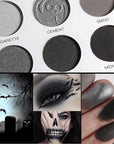 Afflano DL Gray Eyeshadow Palette Grey Black White Silver, Blendable Smokey Eye Eyeshadow for SFX Skull Goth Look Halloween Makeup Palette, Long Lasting Dark Eye Shadow Pallet - Panda