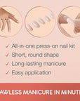Ardell Nail Addict Naked Pristine, Press On Nails, Short Round Shape, Nail Kit, 1-Pack