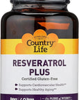 Country Life Resveratrol Plus 1000mg - Organic Antioxidant Supplement with Pine Bark & Grape Seed Extracts - Vegan, Gluten-Free, Non-GMO