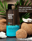 Every Man Jack Coconut + Driftwood & Amber + Sandalwood Mens Body Wash for All Skin Types - Cleanse, Hydrate, and Smell Great - Free of Parabens, Phtalates, and Dyes - 33.8 fl oz (2 Pack)