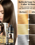 Natural Hair Dye Shampoo 3 IN 1, Hair Color for Gray Hair Coverage, Hair Coloring Shampoo for Women, Color Shampoo Beard Dye for Men, Vegan Ammonia Free (NATURAL MEDIUM BROWN)
