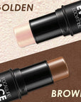 FOCALLURE 2 Pcs Contour Foundation Stick, Highlighter & Bronzer Pen, Face Brightens & Shades Pencil, Highlighting Shade Longwear Makeup, Highlight Bronzer Shaping Trimming Stick,Neutral